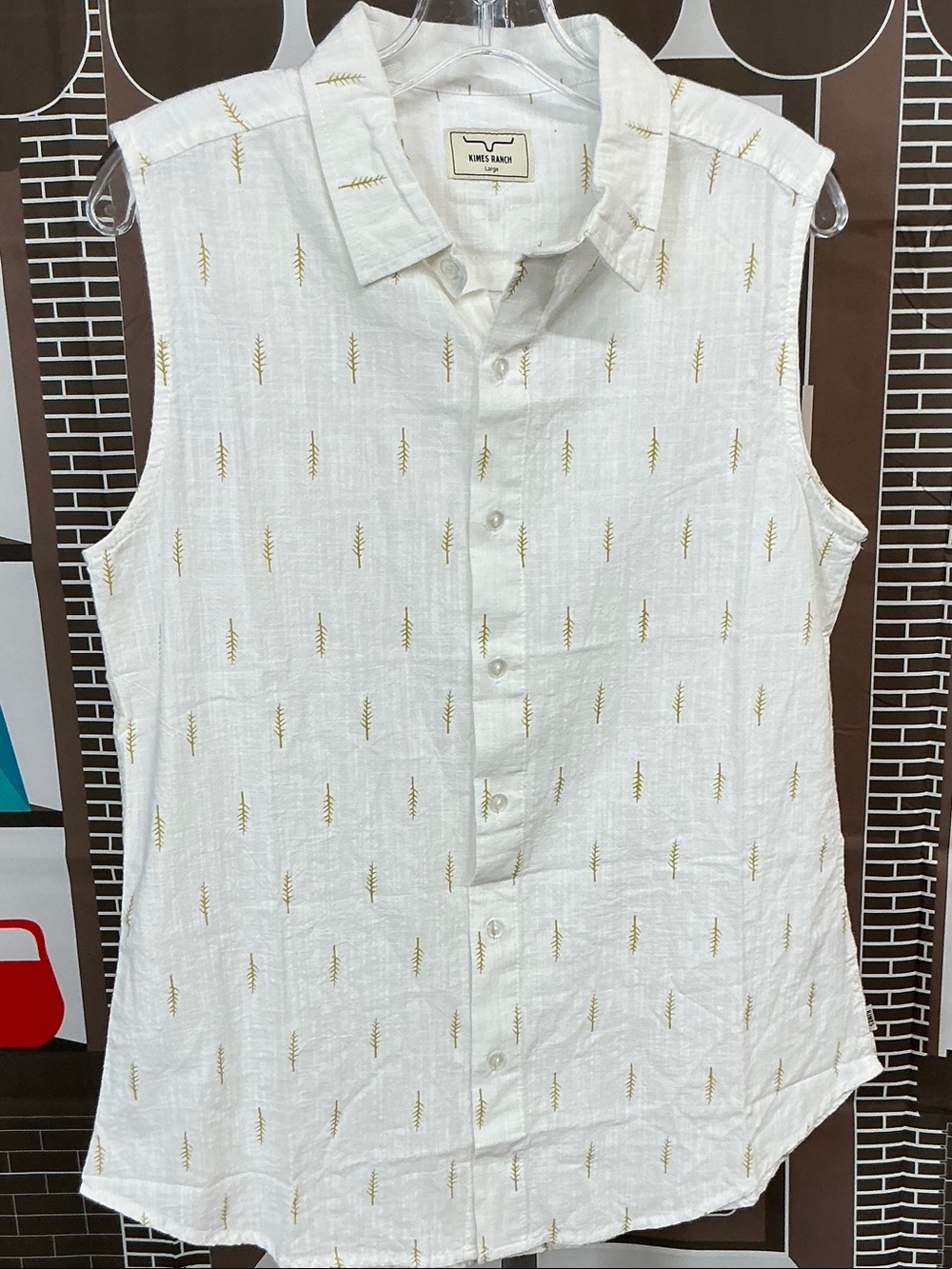 Kimes Ranch White Sleeveless Shirt Size Large #2264